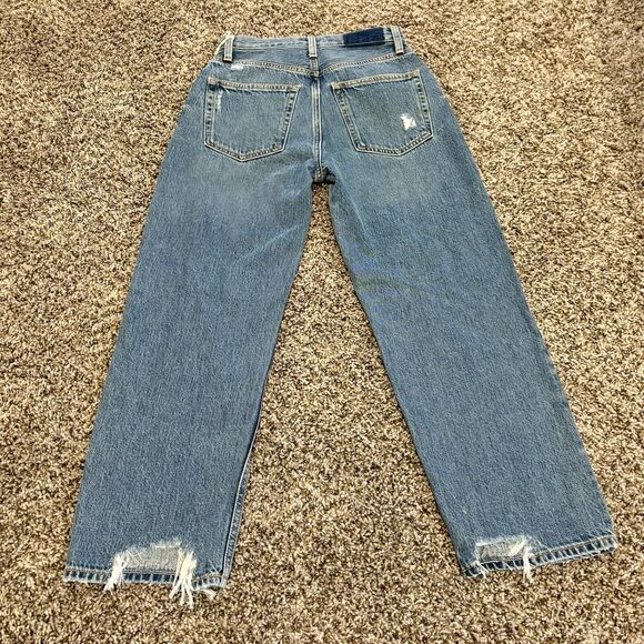 Etica Jeans 24 Tyler Vintage Straight Ankle Blue Distress Button Fly High Rise - Picture 3 of 13